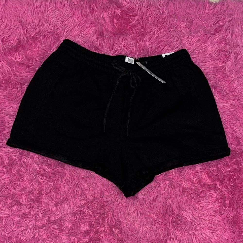 PINK Relaxed-Fit Fleece Black Shorts Women Size Medium